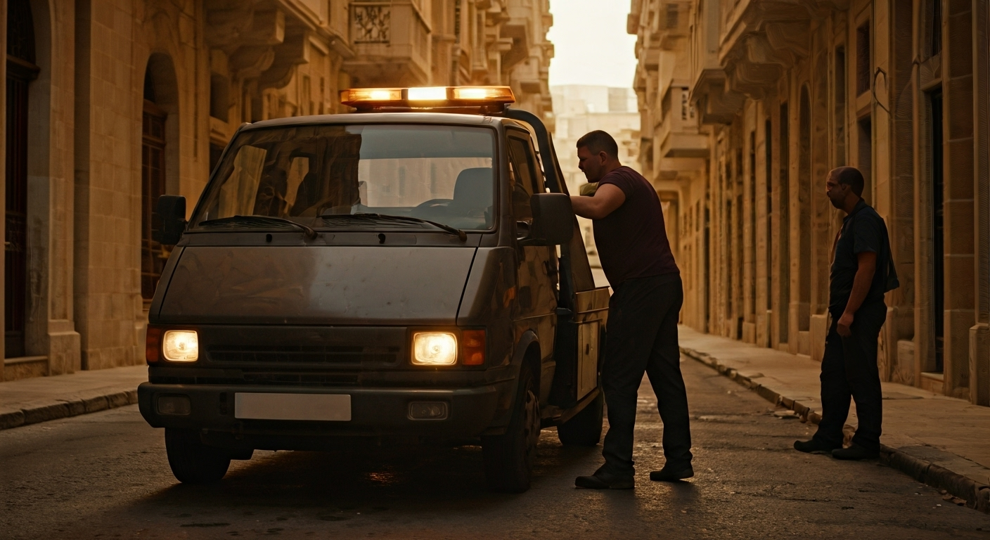 Tow truck operator assisting driver