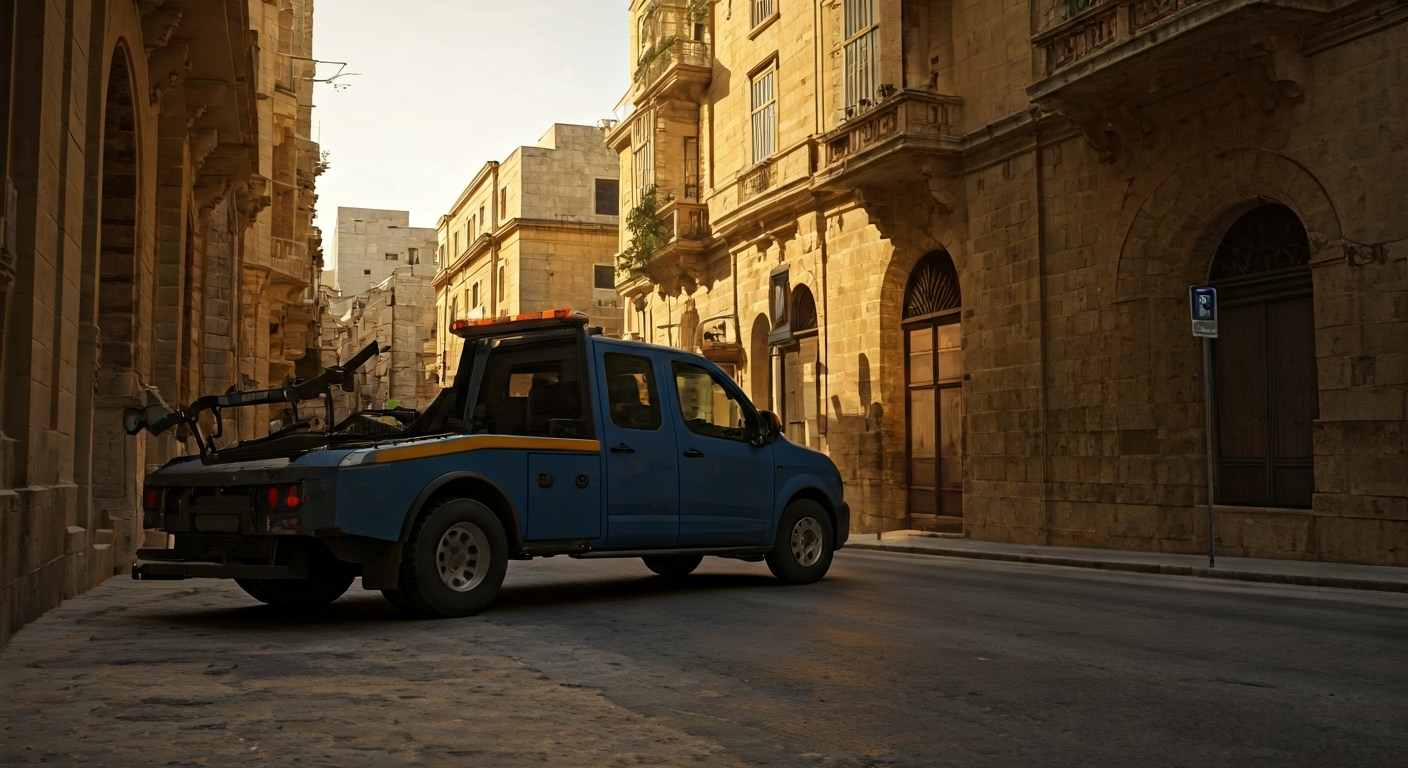 Tow truck assisting in Malta
